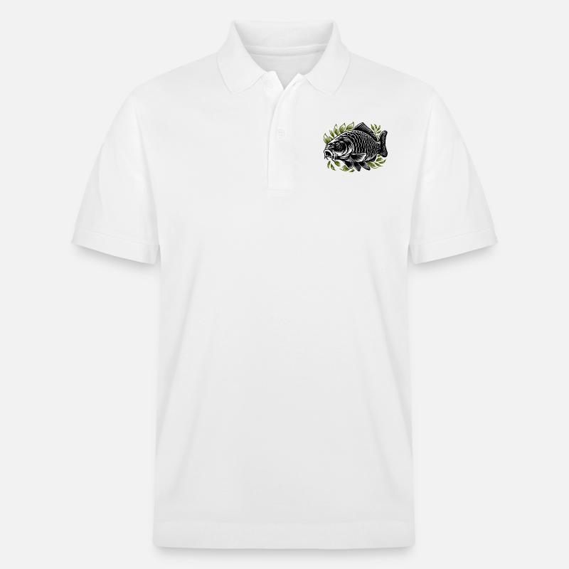 Carpe dans l’herbe noir-vert - Polo PREPSTER bio Stanley/Stella Unisexe - blanc