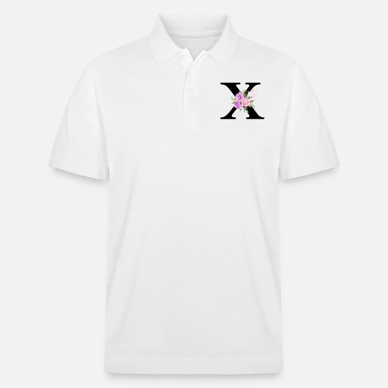 Lettre x floral violet - Polo PREPSTER bio Stanley/Stella Unisexe - blanc