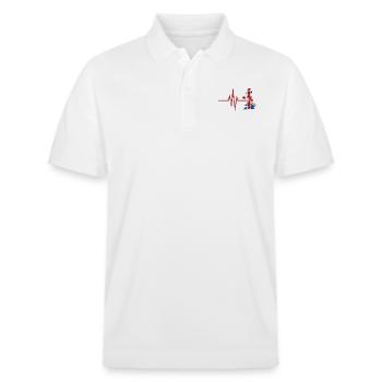 Mon cœur bat pour la Grande-Bretagne - pays d'origine - Polo PREPSTER bio Stanley/Stella Unisexe - blanc - Devant - Roxy (174cm) & Andy (188cm)