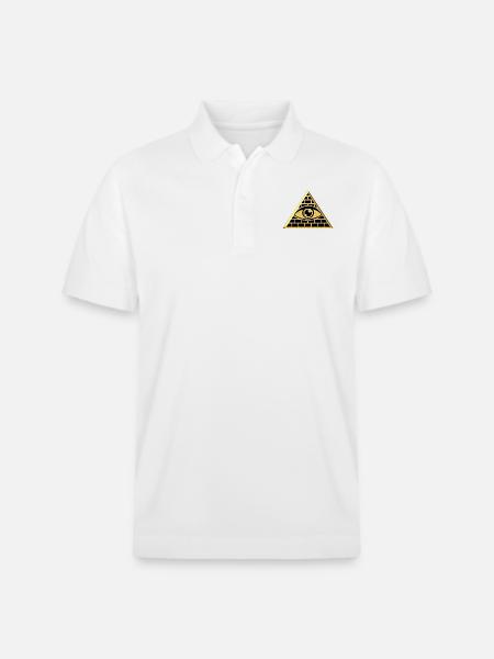 Allseende ögat i triangeln - pyramid - Ekologisk pikétröja PREPSTER unisex från Stanley/Stella - vit