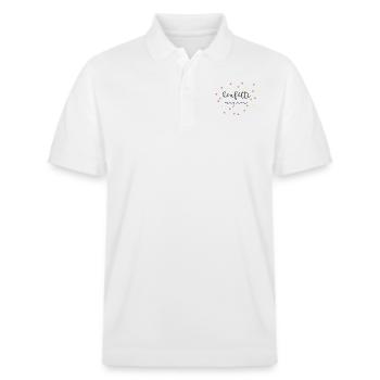 Konfetti-Regen - Stanley/Stella Unisex Bio-Poloshirt PREPSTER - Weiß - Vorne - Roxy (174cm) & Andy (188cm)