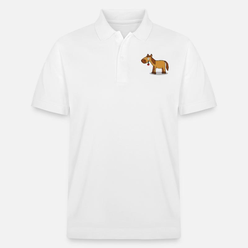 Pferd mit Blume - Comic - Stanley/Stella Unisex Bio-Poloshirt PREPSTER - Weiß
