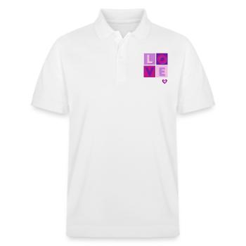 LOVE (Positive Design) - Stanley/Stella Unisex Organic Polo Shirt PREPSTER - white - Front - Roxy (174cm) & Andy (188cm)