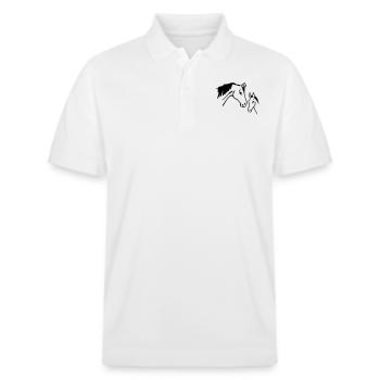Jument et son poulain - Polo PREPSTER bio Stanley/Stella Unisexe - blanc - Devant - Roxy (174cm) & Andy (188cm)