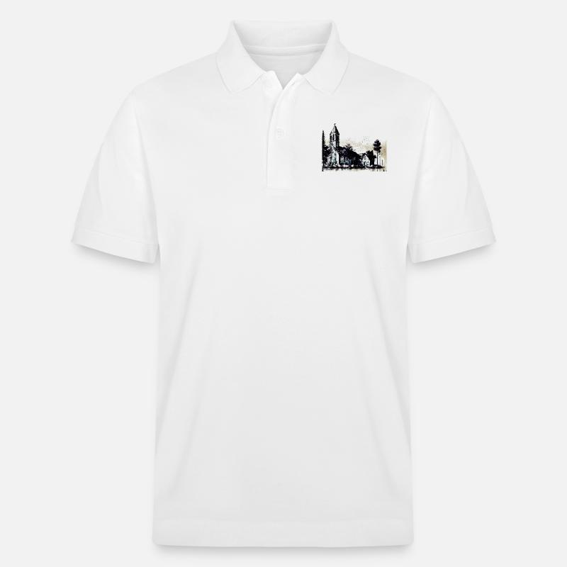 Ancienne église dans un village - Polo PREPSTER bio Stanley/Stella Unisexe - blanc
