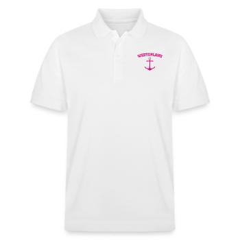 Westerland - Sylt - Nordsee - Anker - Möwe - Insel - Stanley/Stella Unisex Bio-Poloshirt PREPSTER - Weiß - Vorne - Roxy (174cm) & Andy (188cm)