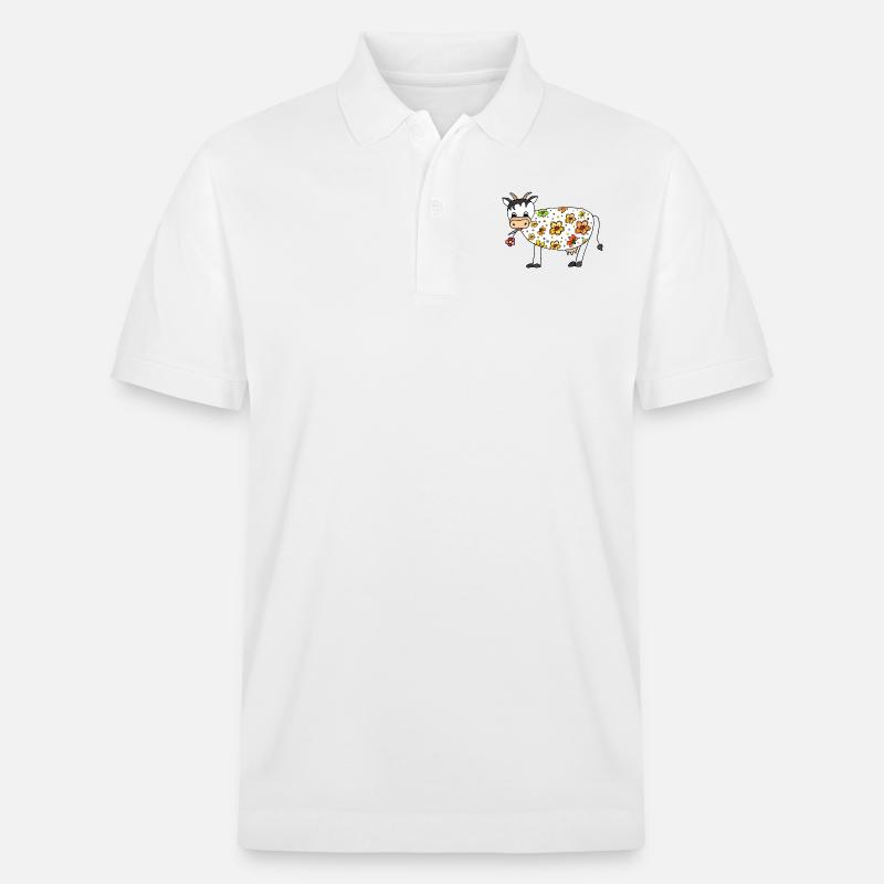 Cow - Stanley/Stella Unisex Organic Polo Shirt PREPSTER - white