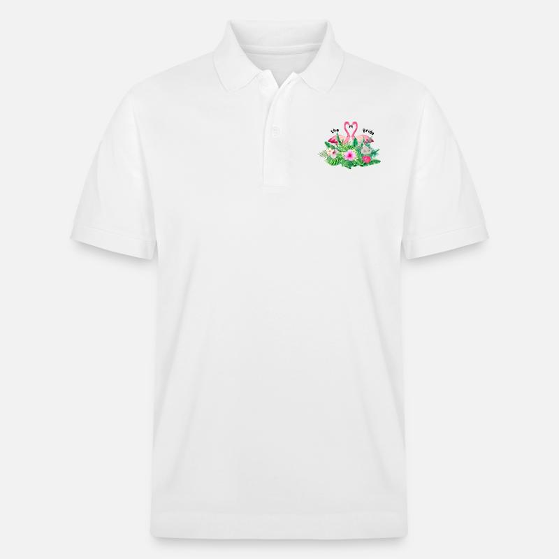 Der Flanschflamingo tropisch - Stanley/Stella Unisex Bio-Poloshirt PREPSTER - Weiß