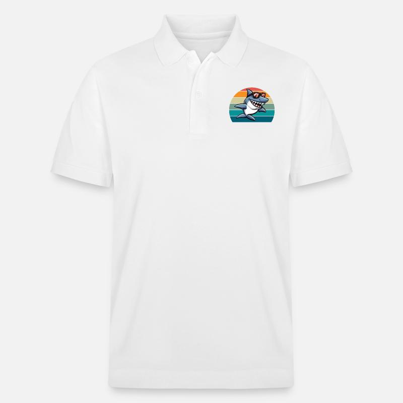requin rétro drôle plage d’été - Polo PREPSTER bio Stanley/Stella Unisexe - blanc