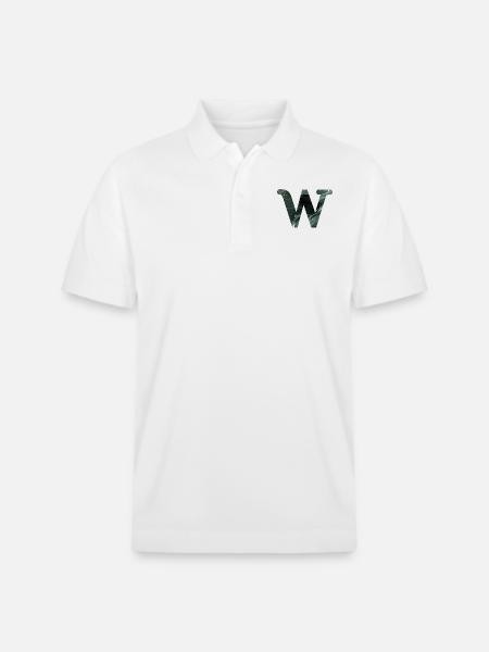 Letter w Marbled Green - Stanley/Stella Unisex Organic Polo Shirt PREPSTER - white