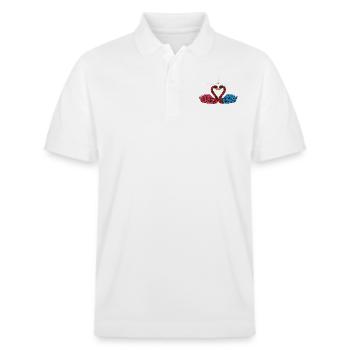 Verliebte Schwäne - Die Hüter von Orbis - Stanley/Stella Unisex Bio-Poloshirt PREPSTER - Weiß - Vorne - Roxy (174cm) & Andy (188cm)