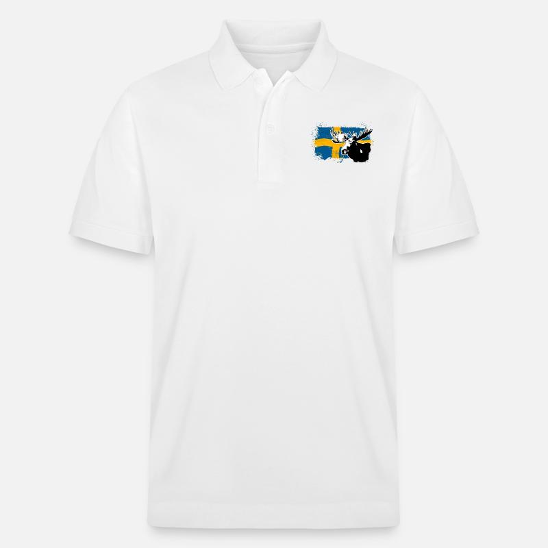 Sweden - Moose & Flag - Stanley/Stella Unisex Bio-Poloshirt PREPSTER - Weiß