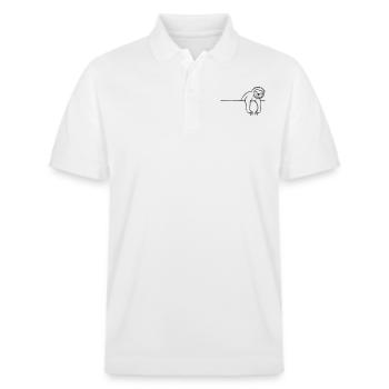 Comic Faultier Mauer - Stanley/Stella Unisex Bio-Poloshirt PREPSTER - Weiß - Vorne - Roxy (174cm) & Andy (188cm)