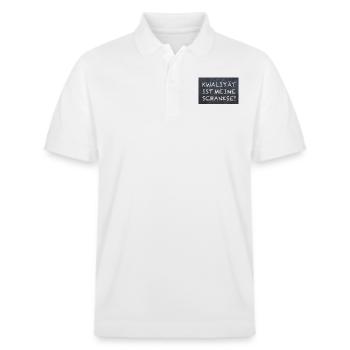 Qualität ist meine Chance Lustige Sprüche Humor - Stanley/Stella Unisex Bio-Poloshirt PREPSTER - Weiß - Vorne - Roxy (174cm) & Andy (188cm)