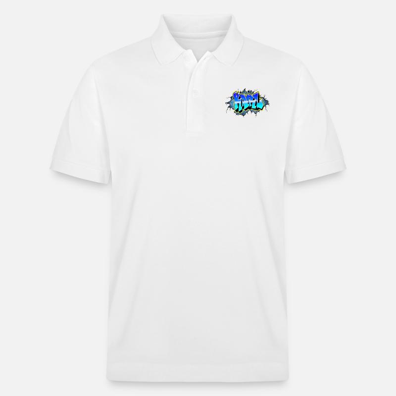 Graffiti KARL Blauer Backsteinriss - Stanley/Stella Unisex Bio-Poloshirt PREPSTER - Weiß