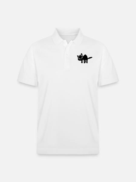 Evil funny cat - Stanley/Stella Unisex Organic Polo Shirt PREPSTER - white