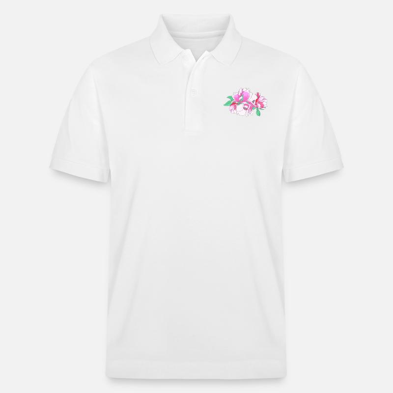 Bouquet de fleurs rose - Polo PREPSTER bio Stanley/Stella Unisexe - blanc