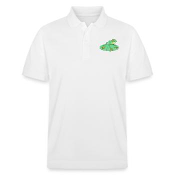 Mignonne grenouille verte sur un nénuphar - Polo PREPSTER bio Stanley/Stella Unisexe - blanc - Devant - Roxy (174cm) & Andy (188cm)