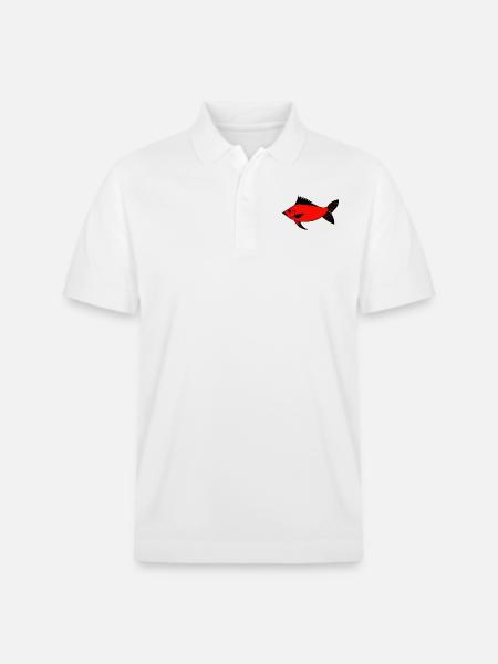 Expressionist Red Drummer Fish (Redfish) - Stanley/Stella Unisex Organic Polo Shirt PREPSTER - white