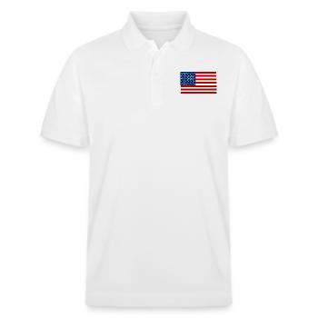 Amerika, Flage - Stanley/Stella Unisex Bio-Poloshirt PREPSTER - Weiß - Vorne - Roxy (174cm) & Andy (188cm)