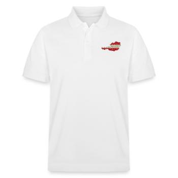 Austria Glitzer Heimatland Red White Red Pride - Stanley/Stella Unisex Organic Polo Shirt PREPSTER - white - Front - Roxy (174cm) & Andy (188cm)