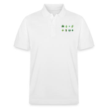 Blätter Biologie Wald Förster Jäger Eiche Ahorn - Stanley/Stella Unisex Bio-Poloshirt PREPSTER - Weiß - Vorne - Roxy (174cm) & Andy (188cm)
