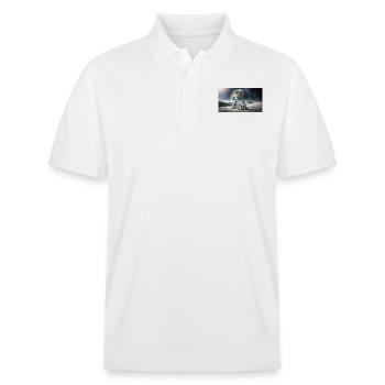 extraterrestre gris à la surface de la lune – dîner - Polo PREPSTER bio Stanley/Stella Unisexe - blanc - Devant - Roxy (174cm) & Andy (188cm)
