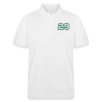Numéro 29 sport vert - Polo PREPSTER bio Stanley/Stella Unisexe - blanc - Devant - Roxy (174cm) & Andy (188cm)