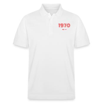 Born in 1970 - Stanley/Stella Unisex Organic Polo Shirt PREPSTER - white - Front - Roxy (174cm) & Andy (188cm)