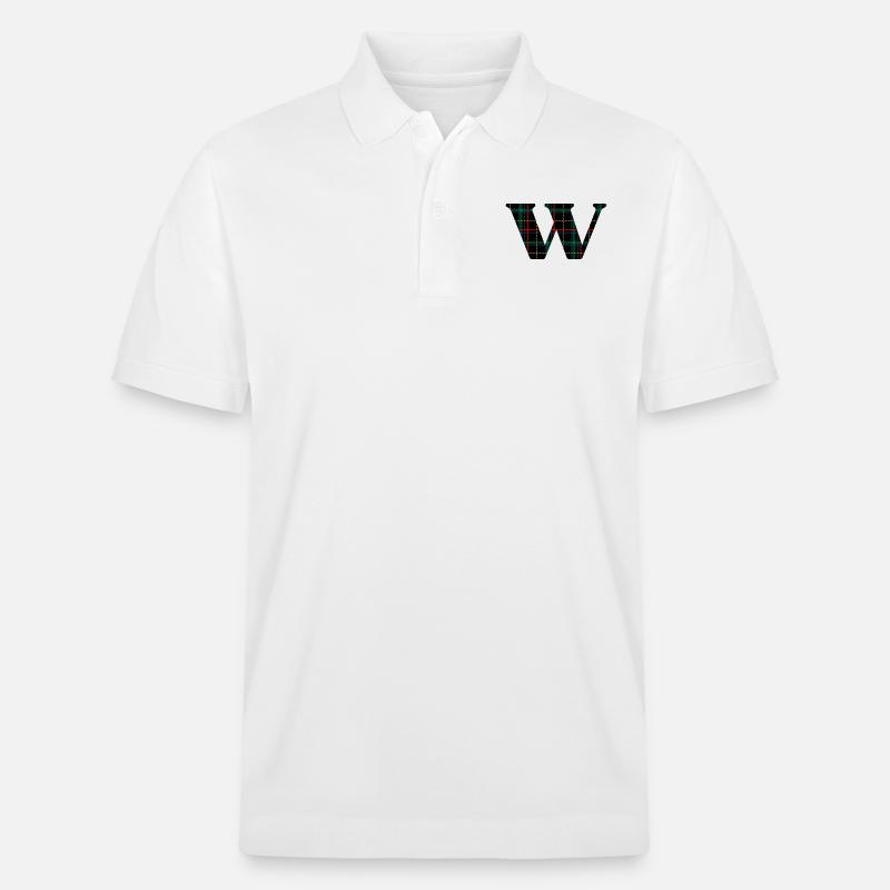 Monogramm mit schottischem Tartan - Stanley/Stella Unisex Bio-Poloshirt PREPSTER - Weiß