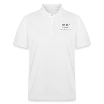 Thursday | Donnerstag Definition Dictionary - Stanley/Stella Unisex Bio-Poloshirt PREPSTER - Weiß - Vorne - Roxy (174cm) & Andy (188cm)