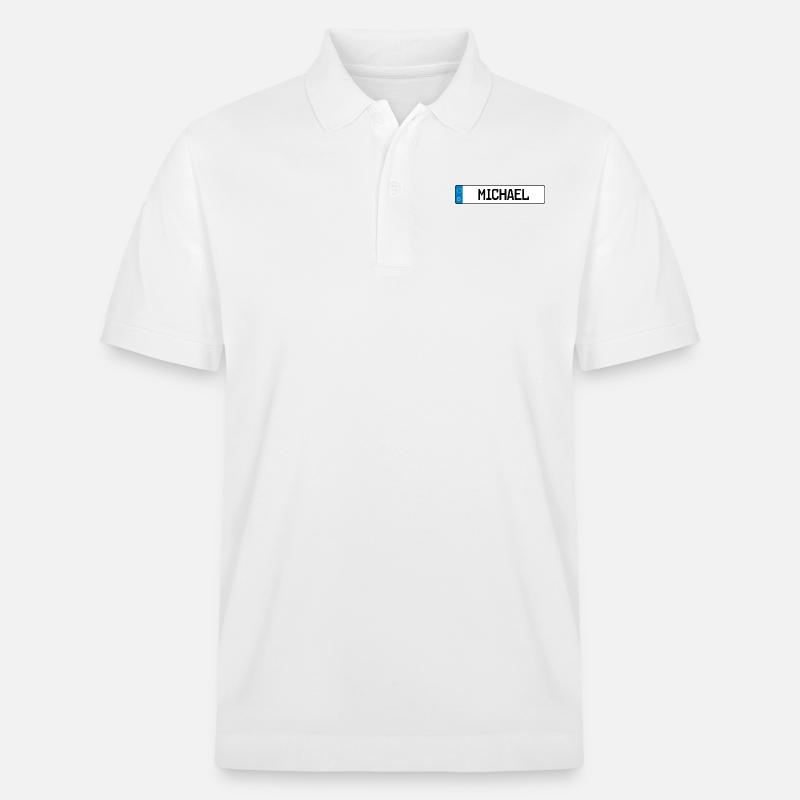 Michadel Namensschild Geschenk - Stanley/Stella Unisex Bio-Poloshirt PREPSTER - Weiß