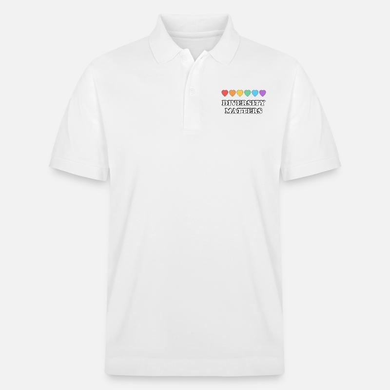 La diversité compte Rainbow Hearts - Polo PREPSTER bio Stanley/Stella Unisexe - blanc