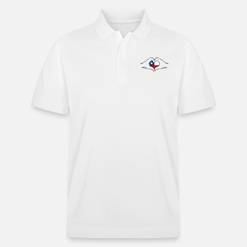 Chile Herzform mit Hände - Stanley/Stella Unisex Bio-Poloshirt PREPSTER - Weiß