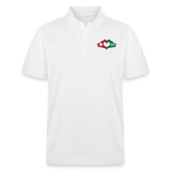Switzerland Saudi Arabia Flag Hands Heart Shape Used - Stanley/Stella Unisex Organic Polo Shirt PREPSTER - white - Front - Roxy (174cm) & Andy (188cm)
