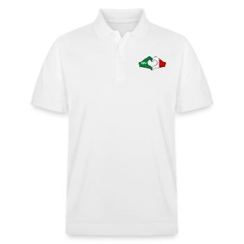 Saudi Arabia Bahrain Flag Hands Heart Shape - Stanley/Stella Unisex Organic Polo Shirt PREPSTER - white - Front - Roxy (174cm) & Andy (188cm)