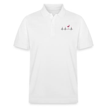 pouls flamingo fréquence cardiaque poulette oiseau rose urlau - Polo PREPSTER bio Stanley/Stella Unisexe - blanc - Devant - Roxy (174cm) & Andy (188cm)