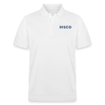 Disco Slogan - Logo - Stanley/Stella Unisex Organic Polo Shirt PREPSTER - white - Front - Roxy (174cm) & Andy (188cm)