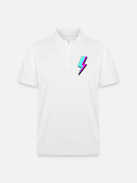 Psychedelic Neon Lightning - Stanley/Stella Unisex Organic Polo Shirt PREPSTER - white