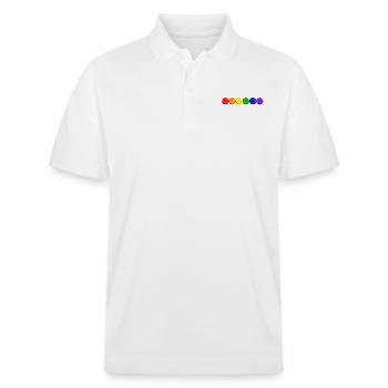LGBT Dots 3D - Stanley/Stella Unisex Bio-Poloshirt PREPSTER - Weiß - Vorne - Roxy (174cm) & Andy (188cm)