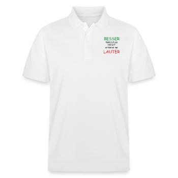 Besser kann ich es nicht erklären - Stanley/Stella Unisex Bio-Poloshirt PREPSTER - Weiß - Vorne - Roxy (174cm) & Andy (188cm)