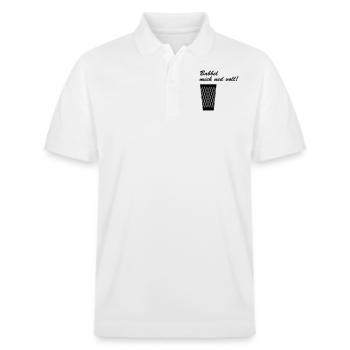 Geripptes Babbel mich ned voll #Hessisch #FFM - Stanley/Stella Unisex Bio-Poloshirt PREPSTER - Weiß - Vorne - Roxy (174cm) & Andy (188cm)