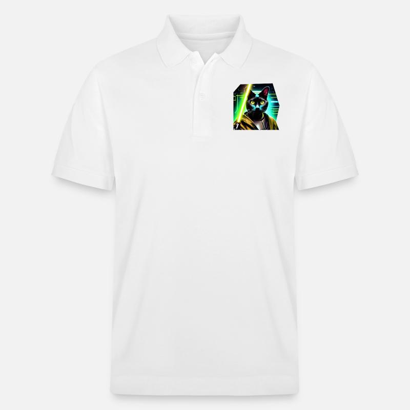 Katze mit Lichtschwert - Stanley/Stella Unisex Bio-Poloshirt PREPSTER - Weiß