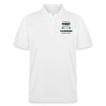 Péteuse cadeau drôle lâcher des caisses - Polo PREPSTER bio Stanley/Stella Unisexe - blanc - Devant - Roxy (174cm) & Andy (188cm)