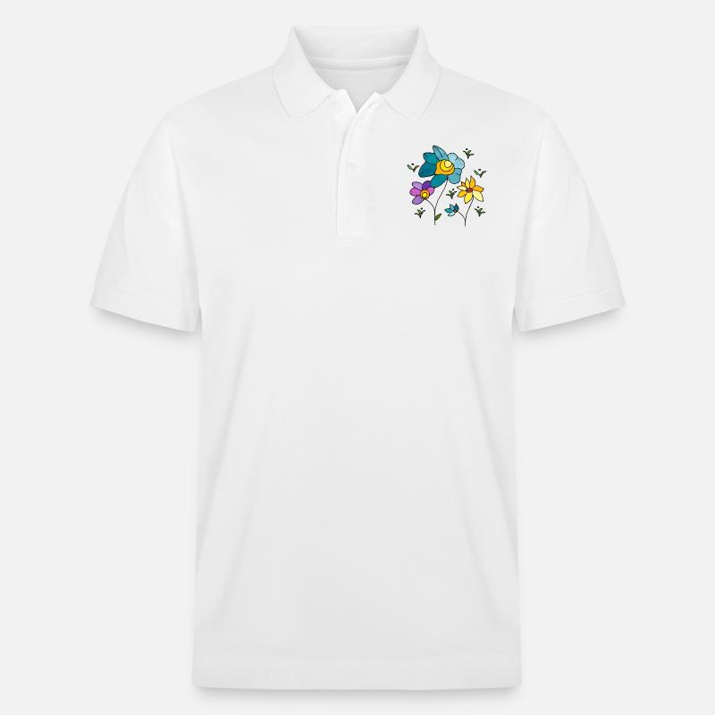 Blumen - Stanley/Stella Unisex Bio-Poloshirt PREPSTER - Weiß