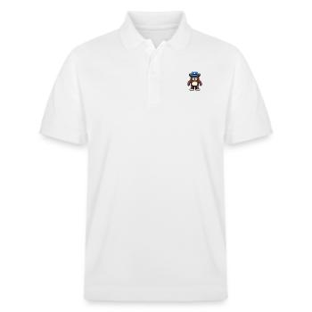 The Bear Saga - HAT ON BEAR - Stanley/Stella Unisex Organic Polo Shirt PREPSTER - white - Front - Roxy (174cm) & Andy (188cm)