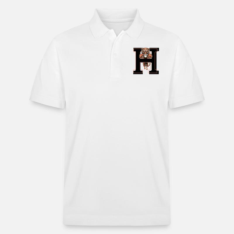 Buchstabe h Tiger - Geschenkidee - Stanley/Stella Unisex Bio-Poloshirt PREPSTER - Weiß
