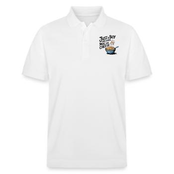 Liebe für Mac 'n' Cheese - Stanley/Stella Unisex Bio-Poloshirt PREPSTER - Weiß - Vorne - Roxy (174cm) & Andy (188cm)