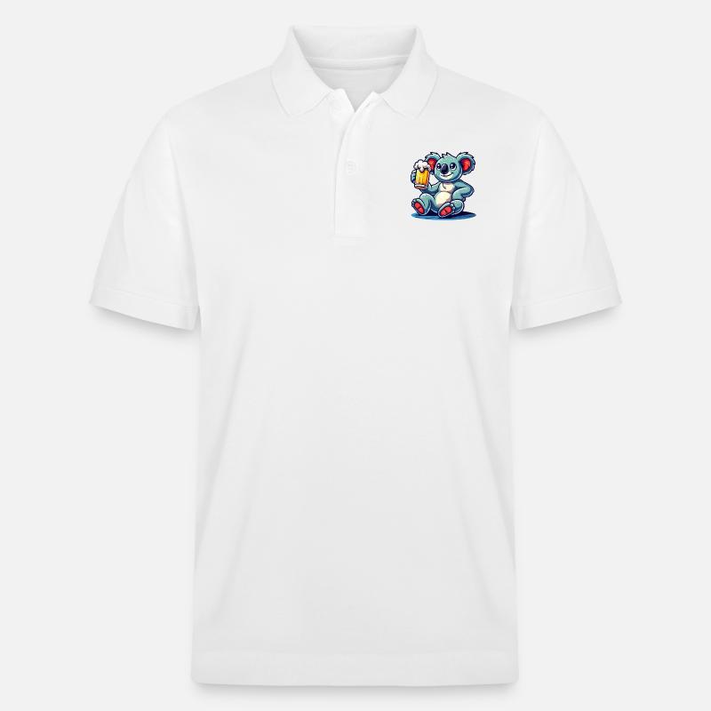 Koala Bear Beer Comic - Stanley/Stella Unisex Organic Polo Shirt PREPSTER - white