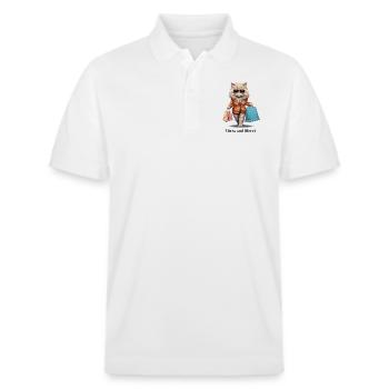 Meow and Merci Shopping Spree with Persian Cats - Stanley/Stella Unisex Organic Polo Shirt PREPSTER - white - Front - Roxy (174cm) & Andy (188cm)